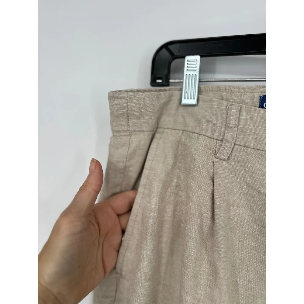 Old Navy Loose Taper Pants Mens L Beige Linen Blend Coastal Beach Neutral Travel